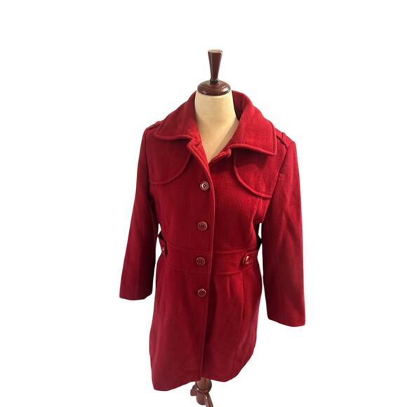 Kenneth Cole Women’s Red Button-Up Wool Coat – Size 12 – EUC - Picture 9 of 9